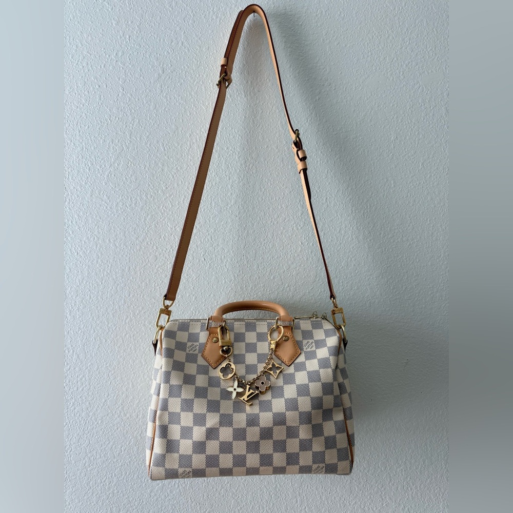 Louis Vuitton Speedy Bandoulière 25 Damier Azur Jacquard Strap,Wallet,bag charm - Picture 16 of 16